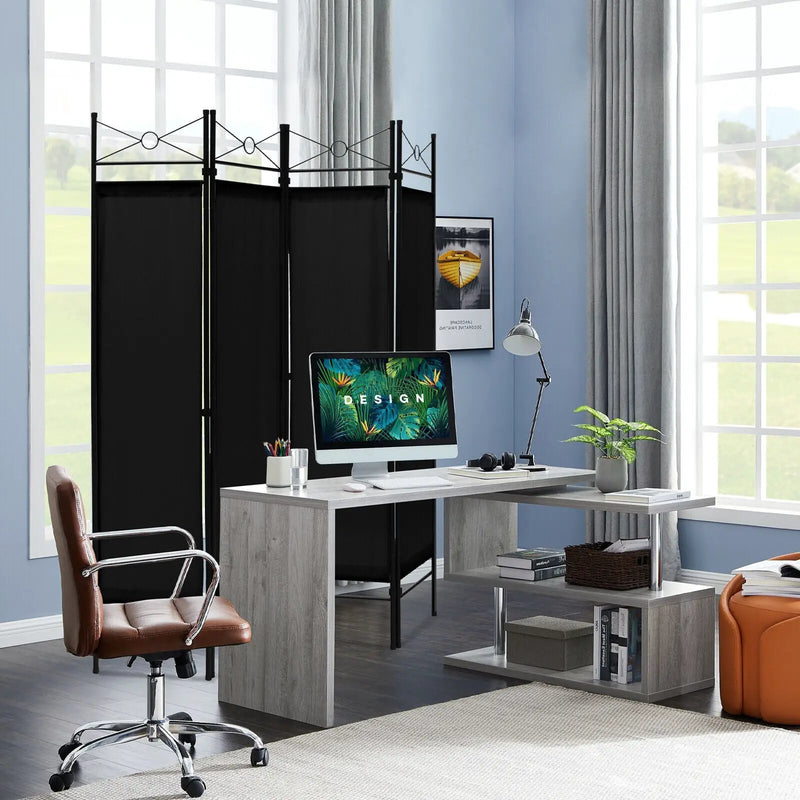 6 Feet 4-Panel Folding Freestanding Room Divider by DirectDeals