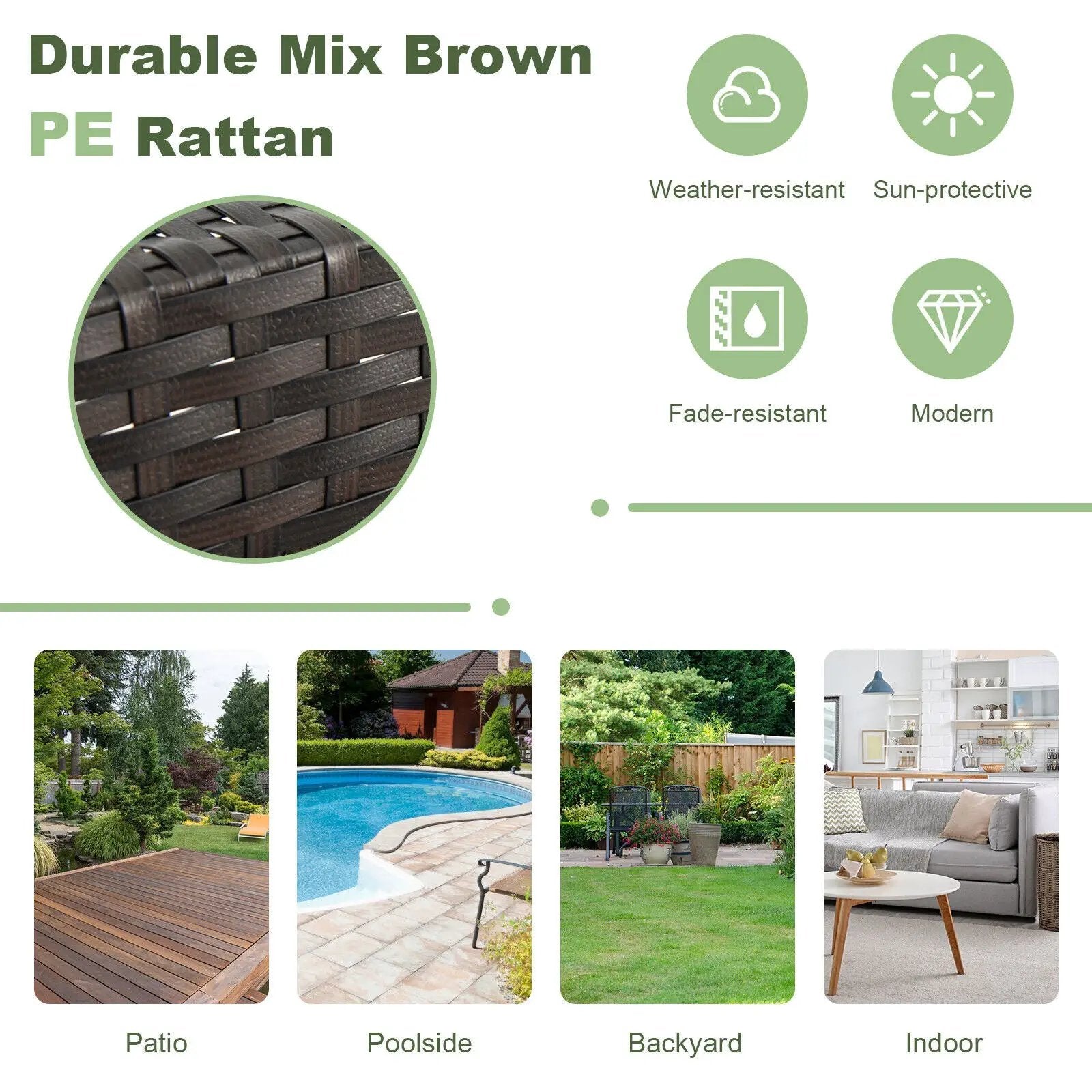 2 Pieces Patio Rattan Wicker Bar Stool Chairs-Brown by DirectDeals