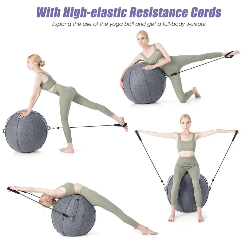 Yoga Sitting Ball with Felt Cover and Air Pump by DirectDeals