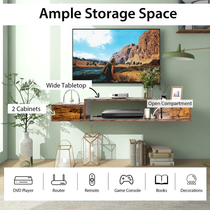 55 Inches Floating TV Stand with Power Outlet by DirectDeals