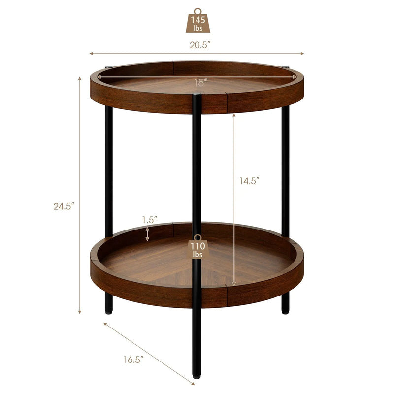 2-Tier Retro End Table with Bottom Shelf by DirectDeals