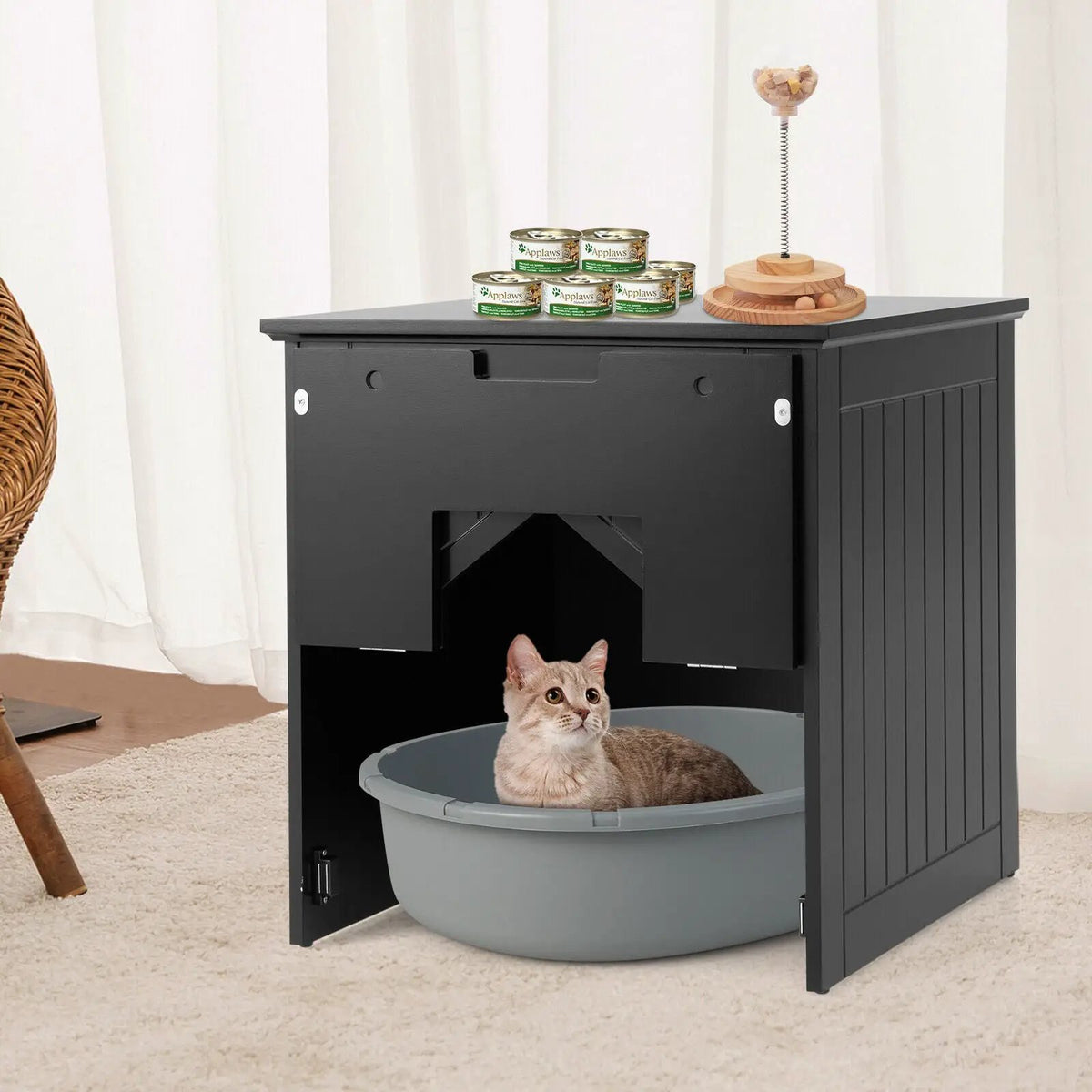 Cat Litter Box Enclosure with Flip Magnetic Half Door, photo 13 of 16
