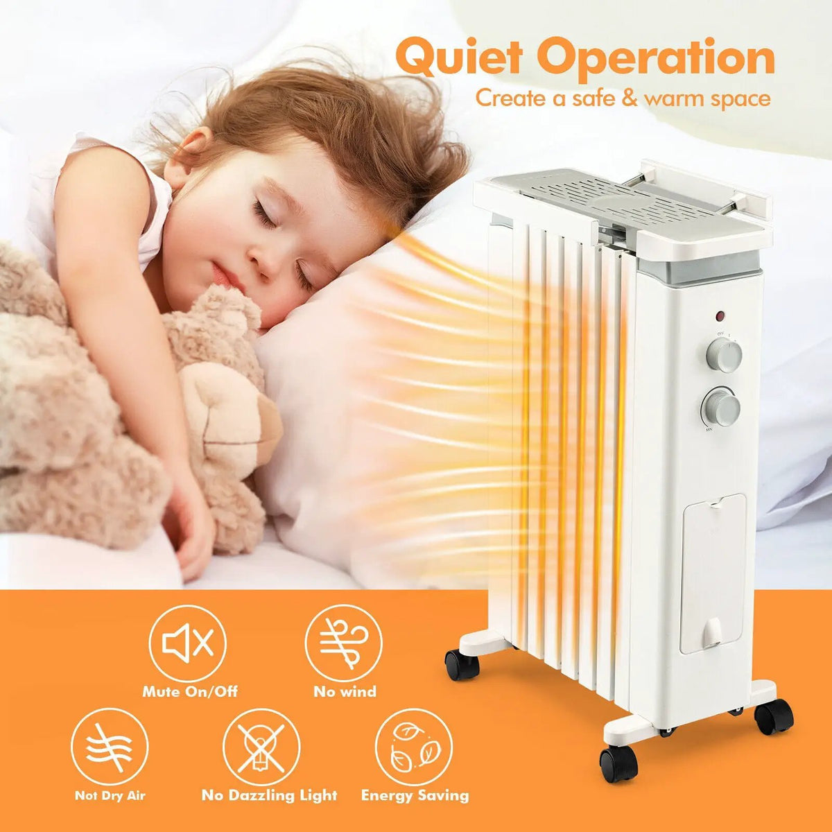 1500W Portable Oil Filled Radiator Heater with 3 Heat Settings, photo 2 of 9