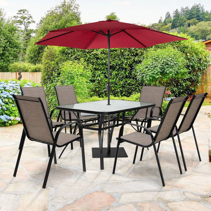 7-Piece Patio Dining Set with 6 Stackable Chairs by DirectDeals