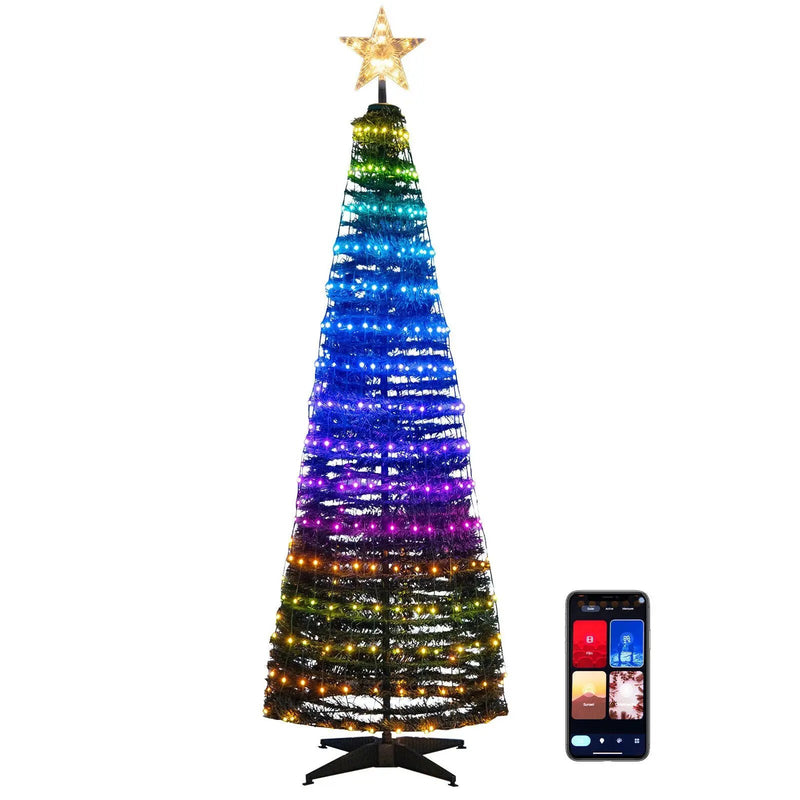 6.2 Feet Pop-up Lighted Christmas Tree with 282 RGB LED Lights-Green by DirectDeals