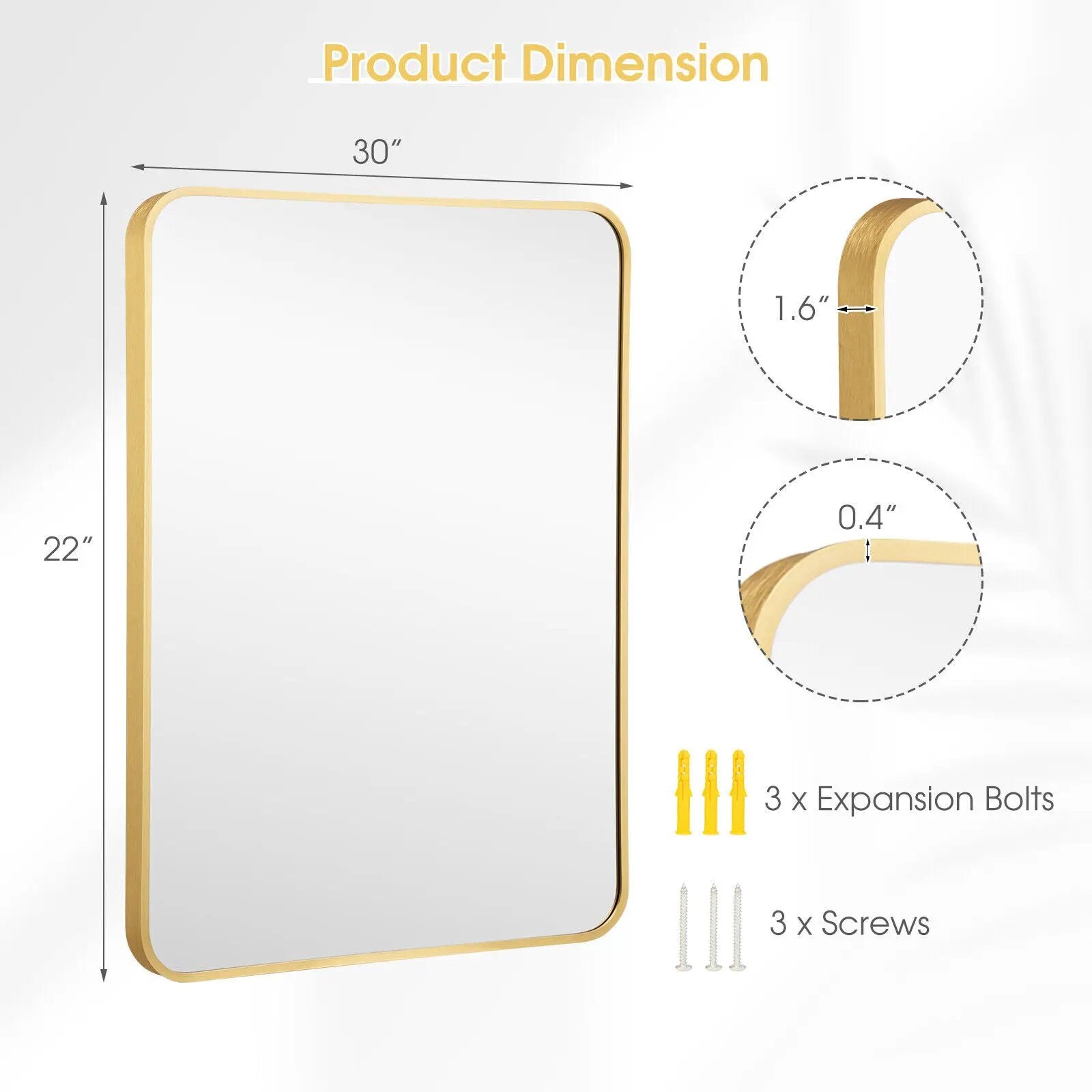 Metal Framed Bathroom Mirror with Rounded Corners by DirectDeals