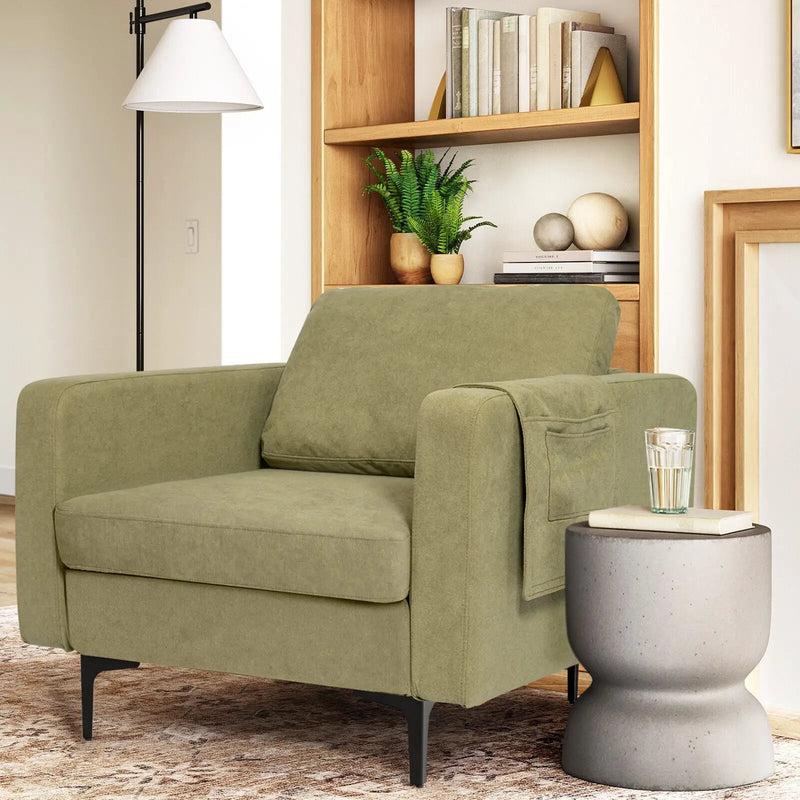 Modern Accent Armchair with Side Storage Pocket by DirectDeals