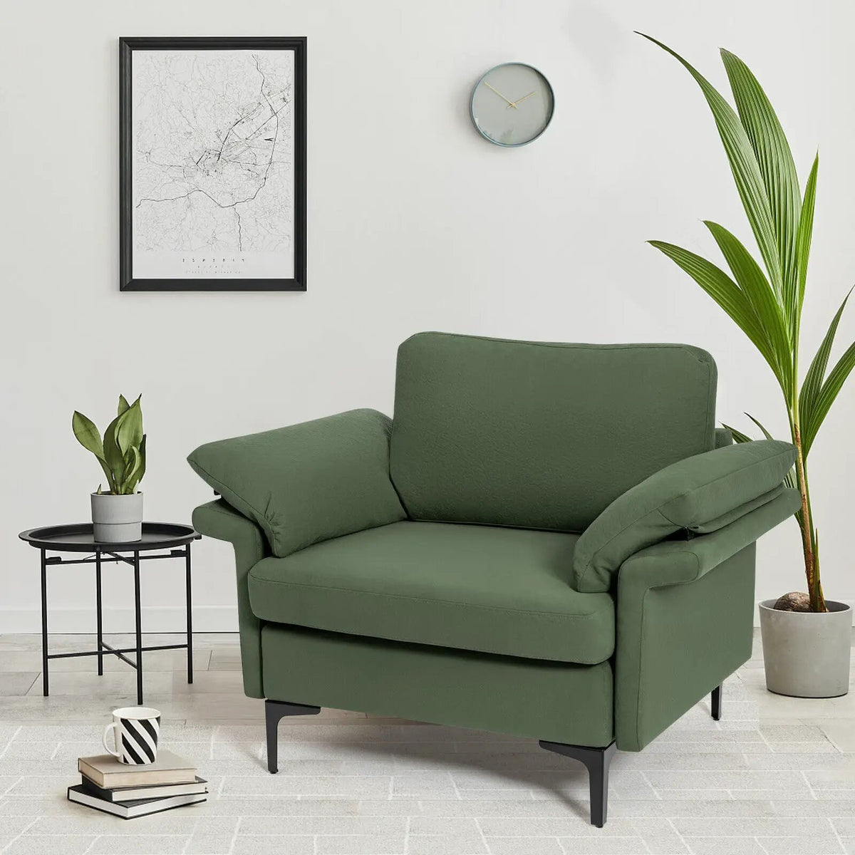 Modern Fabric Accent Armchair with Original Distributed Spring and Armrest Cushions, photo 4 of 32