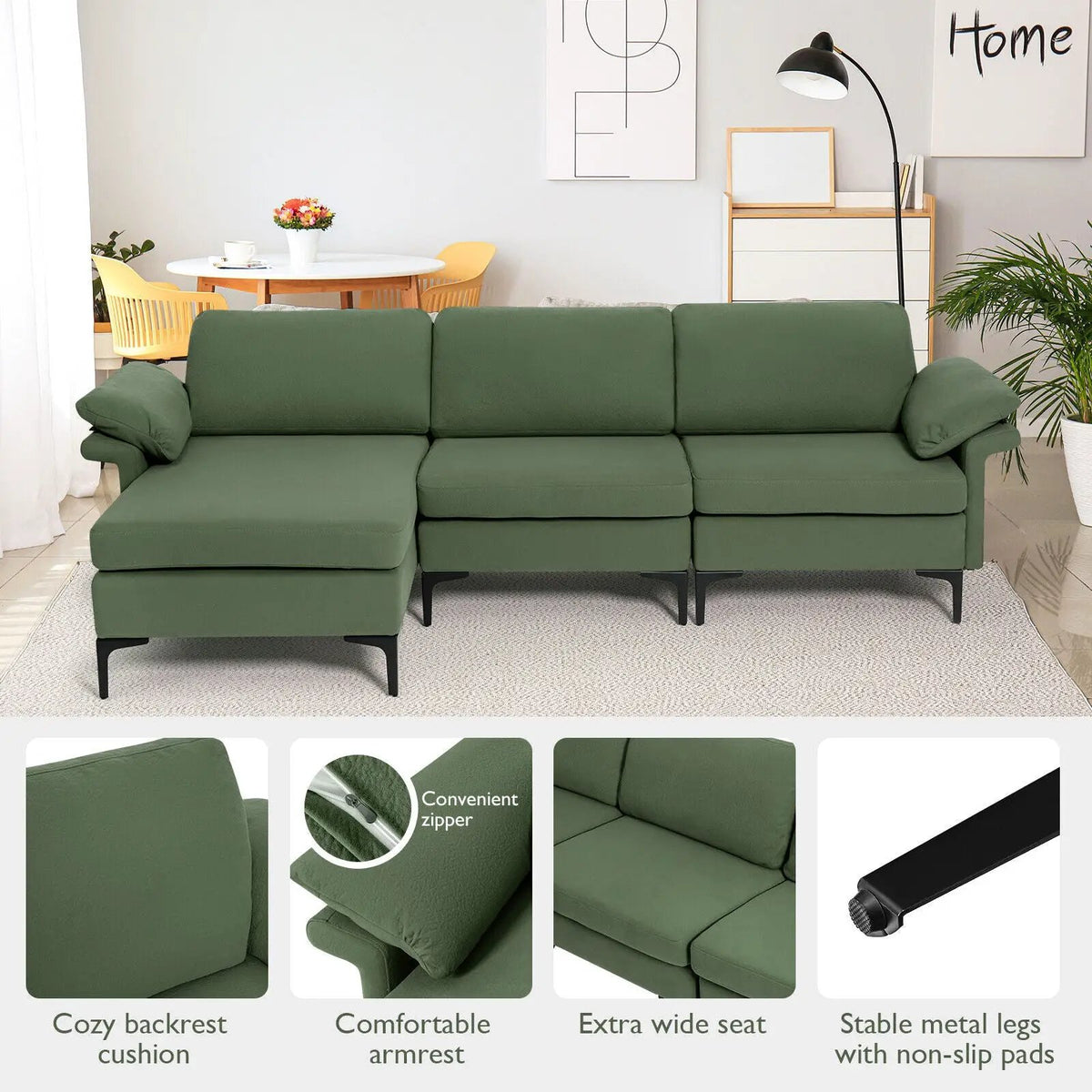 Extra Large Modular L-shaped Sectional Sofa with Reversible Chaise for 4-5 People, photo 11 of 32