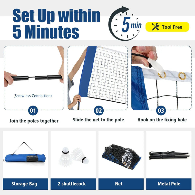 10/14 Feet Adjustable Badminton Net Stand with Portable Carry Bag by DirectDeals