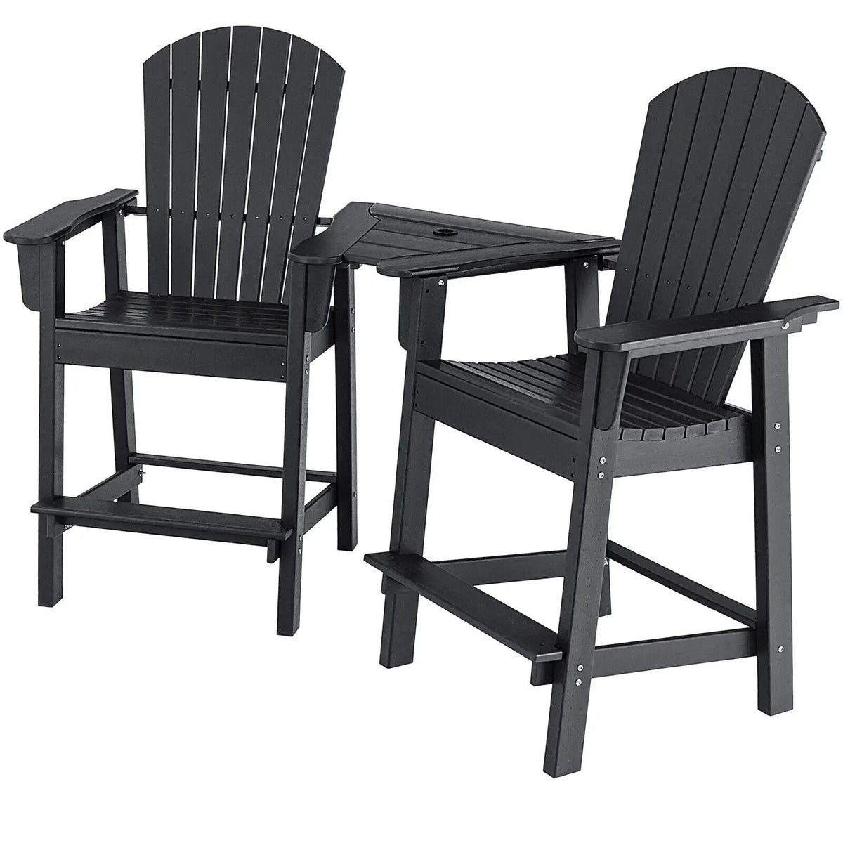 2 Pieces HDPE Tall Adirondack Chair with Middle Connecting Tray, photo 12 of 16