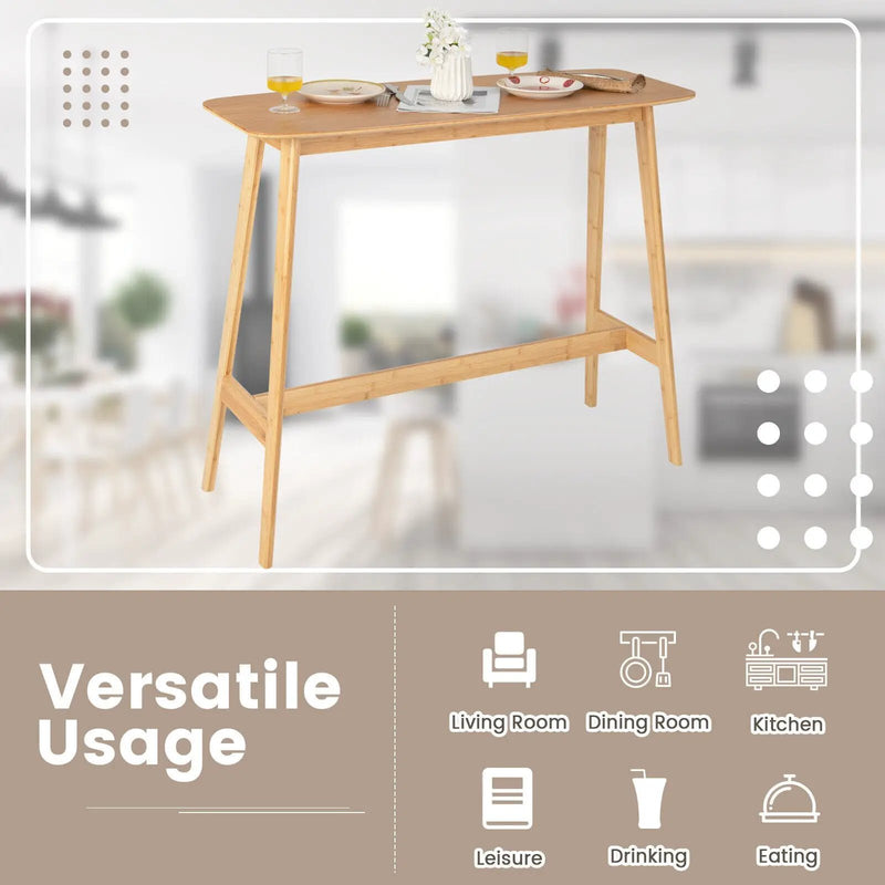 48 Inch Bamboo Bar Table High Top Console Dining Pub Table-Natural by DirectDeals