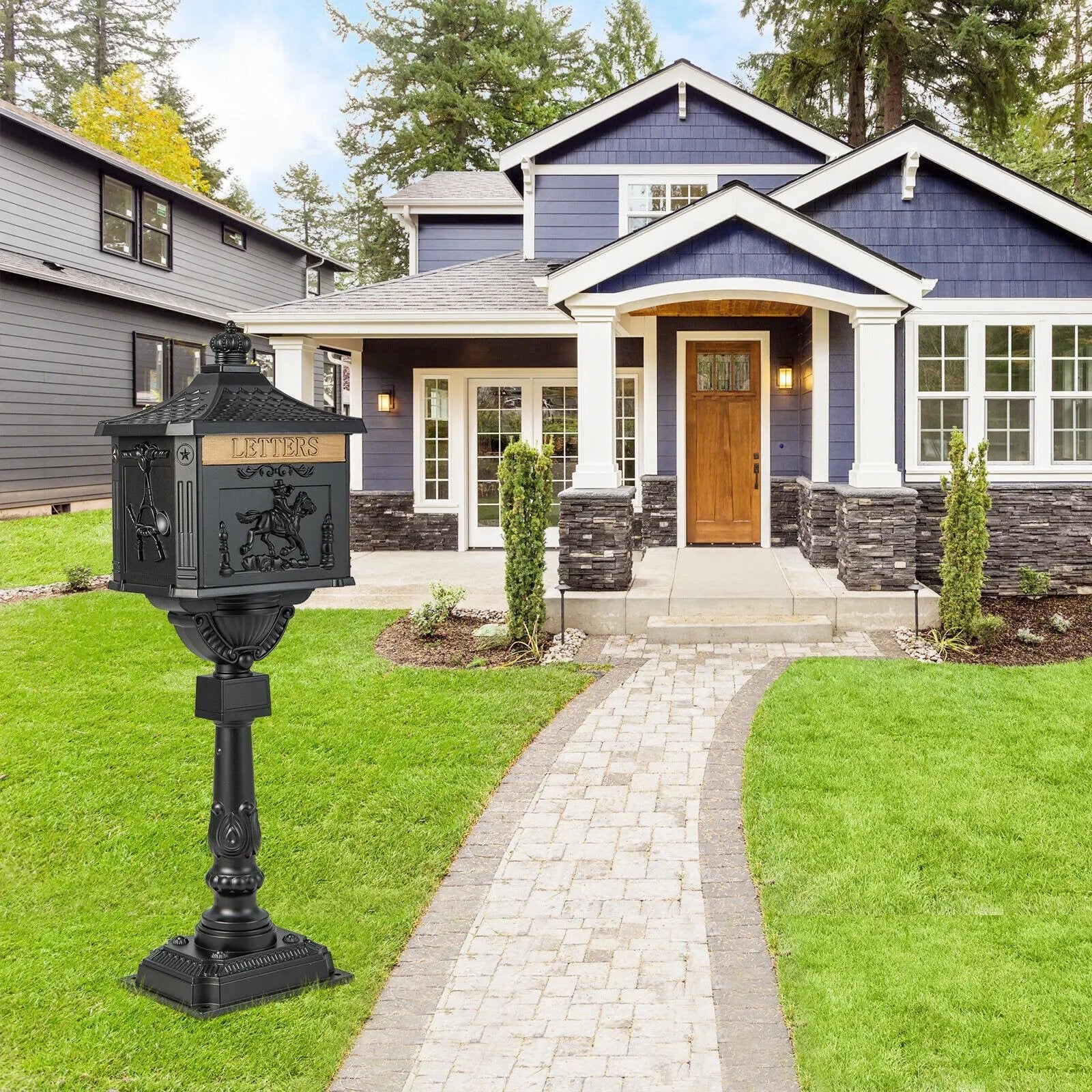 Retro Cast Aluminum Mailbox Security Postal Letter Box with Baffle Door by DirectDeals
