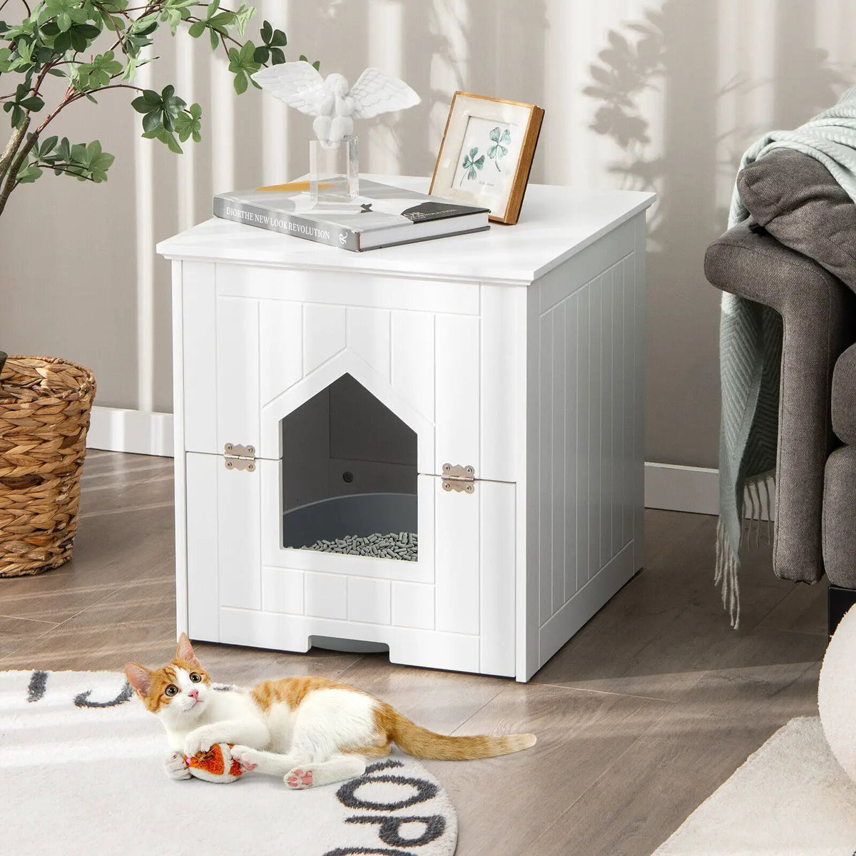 Cat Litter Box Enclosure with Flip Magnetic Half Door, photo 2 of 16