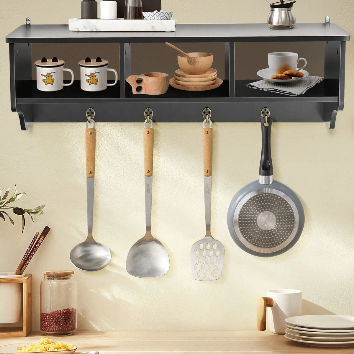 Wall Mount Cubby Organizer Hooks Entryway Storage Shelf, photo 3 of 16