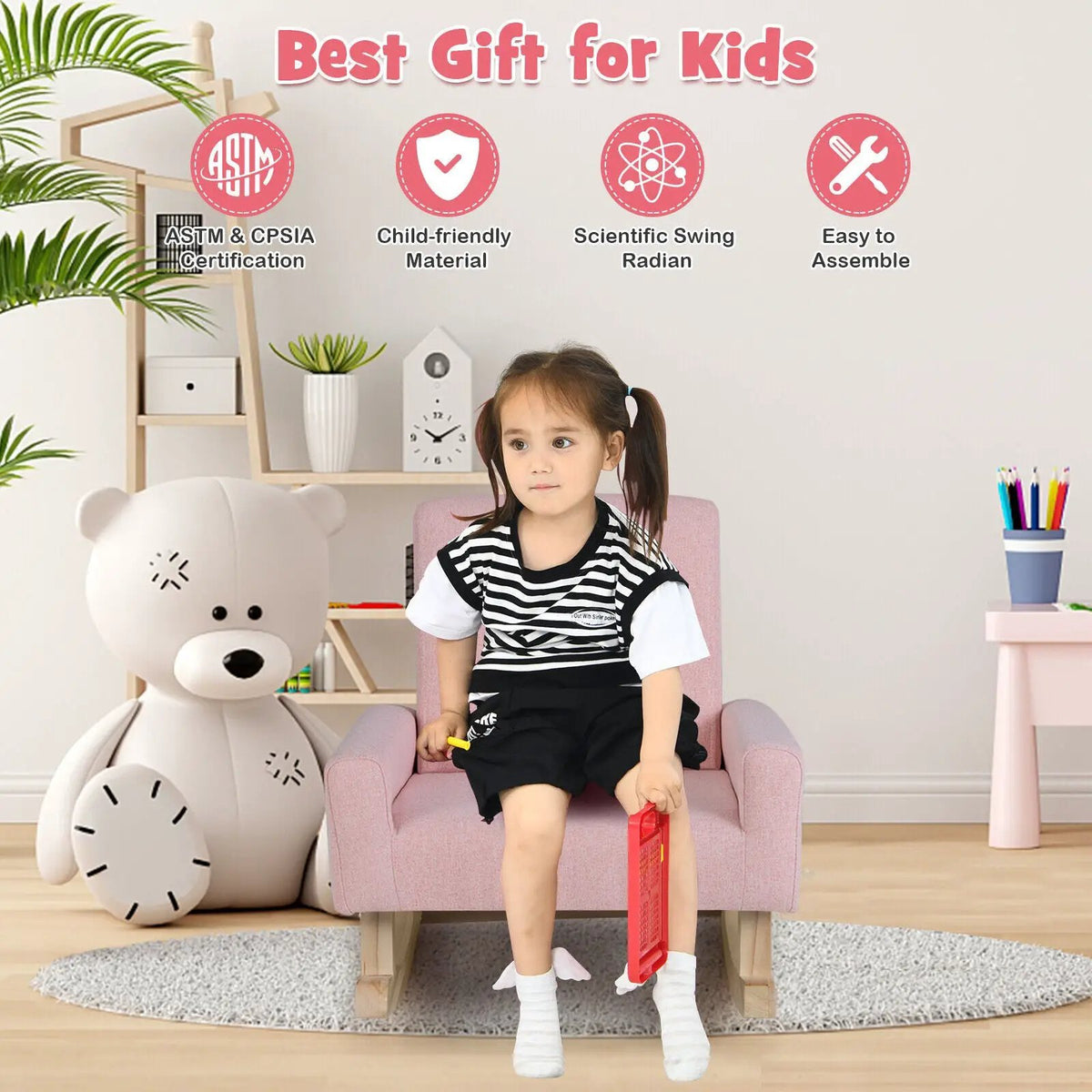 Kids Rocking Chair with Solid Wood Legs, photo 4 of 16