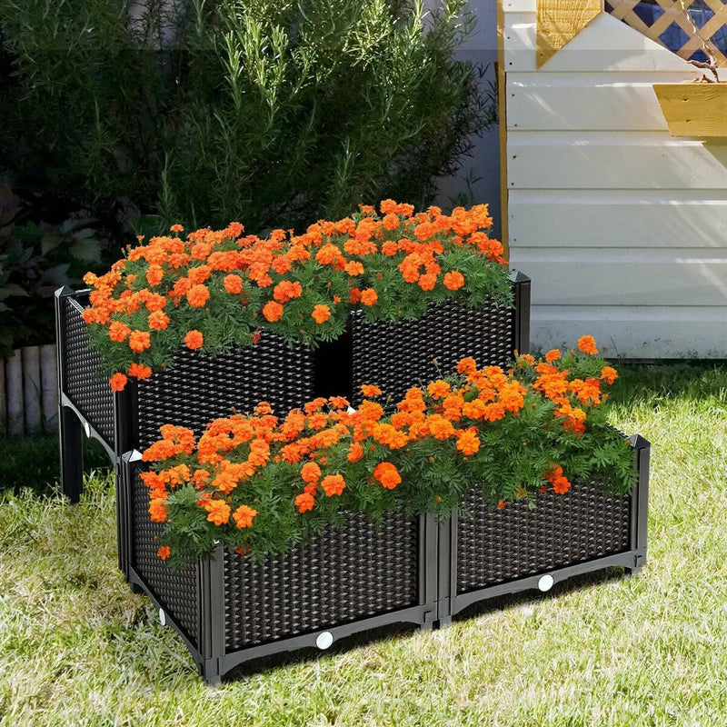Set of 4 Elevated Flower Vegetable Herb Grow Planter Box by DirectDeals