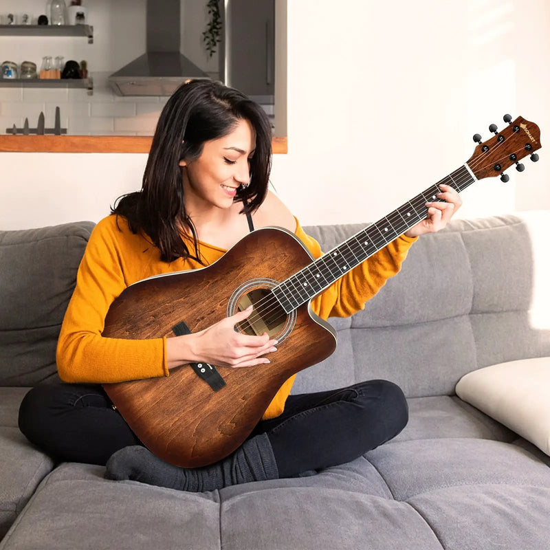 41 Inch Full Size Cutaway Acoustic Guitar Set for Beginner by DirectDeals