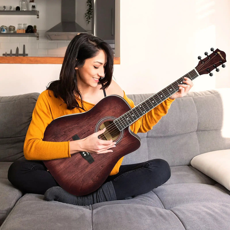 41 Inch Full Size Cutaway Acoustic Guitar Set for Beginner by DirectDeals