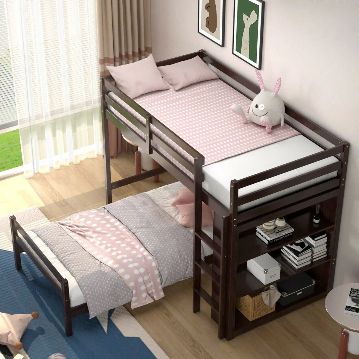 Twin Over Twin Loft Bunk Bed with Bookcase, photo 2 of 10