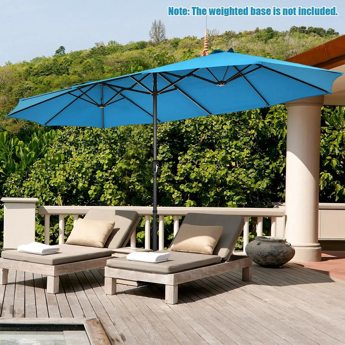 15 Feet Patio Double-Sided Umbrella with Hand-Crank System, photo 7 of 14