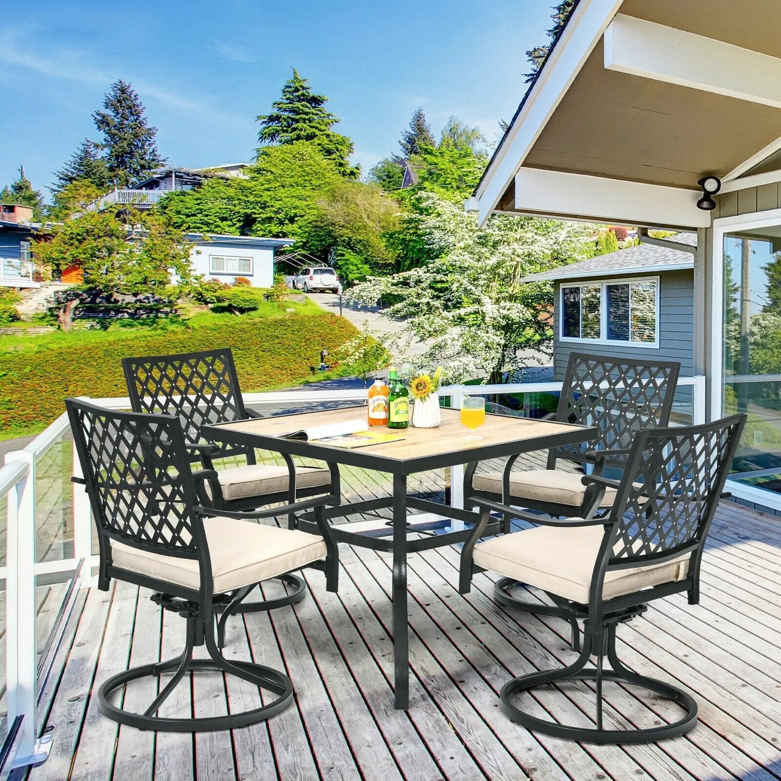 5-Piece Outdoor Patio Dining Set with Soft Cushions by DirectDeals