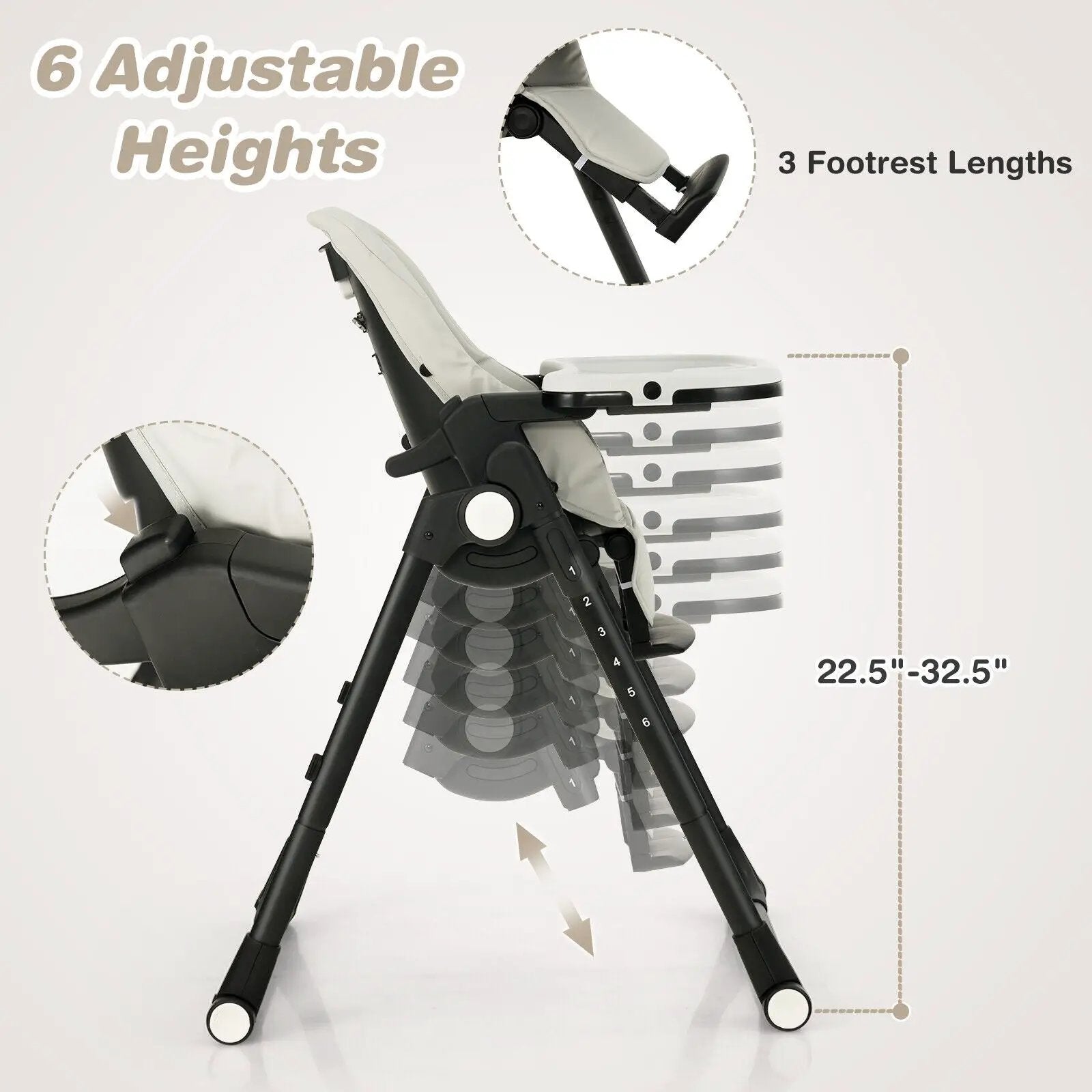 4-in-1 Baby High Chair with 6 Adjustable Heights by DirectDeals