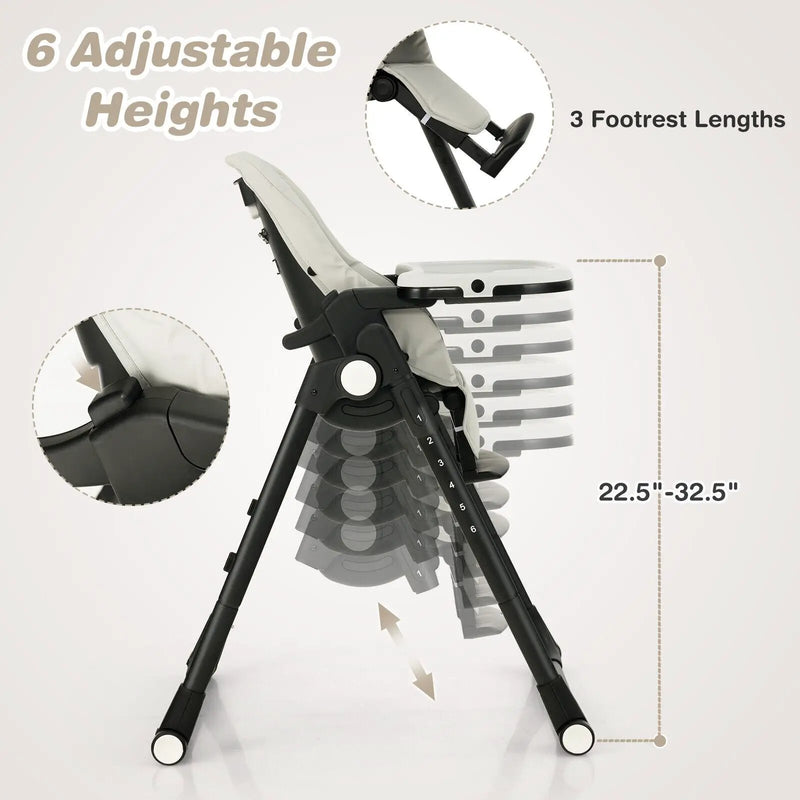 4-in-1 Baby High Chair with 6 Adjustable Heights by DirectDeals