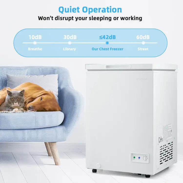 3.5/5 Cu.ft Compact Chest Freezer with Removable Storage Basket by DirectDeals