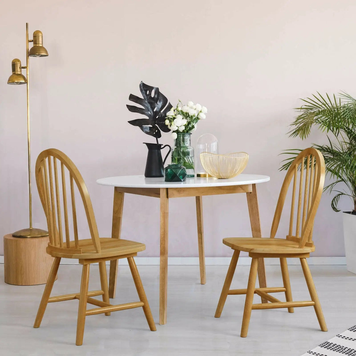 Set of 2 Vintage Windsor Wood Chair with Spindle Back for Dining Room by DirectDeals