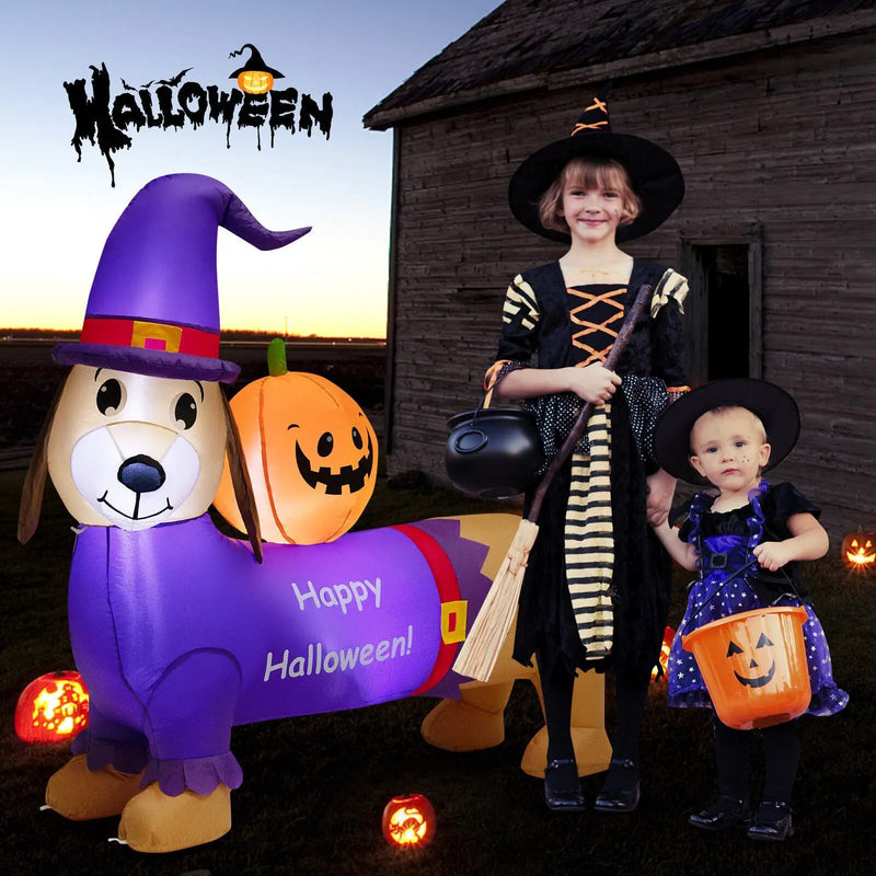5 Feet Long Halloween Inflatable Dachshund Dog with Pumpkin by DirectDeals