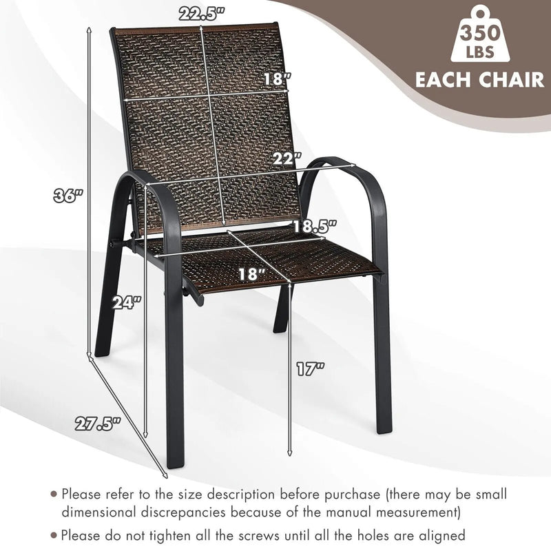Set of 6 Outdoor PE Wicker Stackable Chairs with Sturdy Steel Frame by DirectDeals