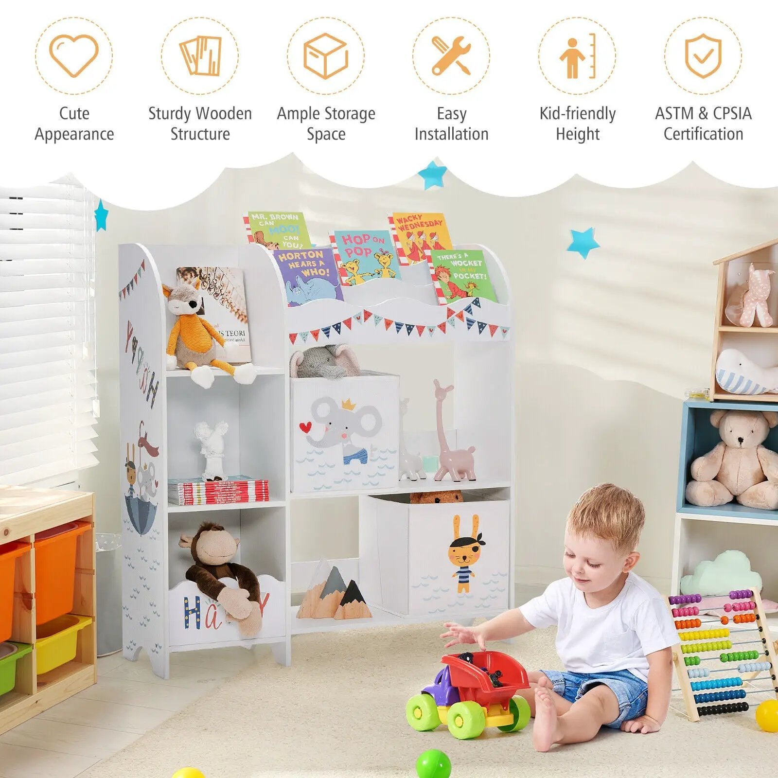 Wooden Children Storage Cabinet with Storage Bins by DirectDeals