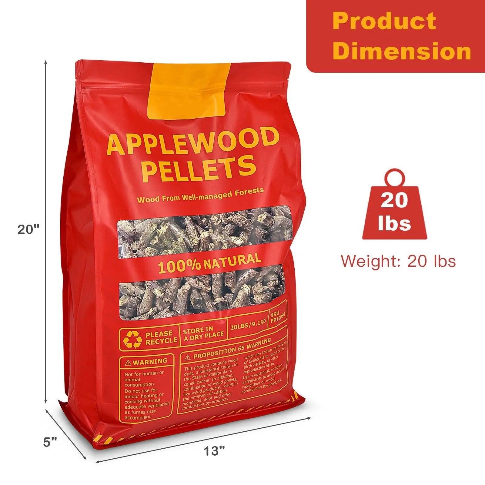 20 Pounds Apple Wood Pellets 100% All-Natural for Pellet Grills by DirectDeals