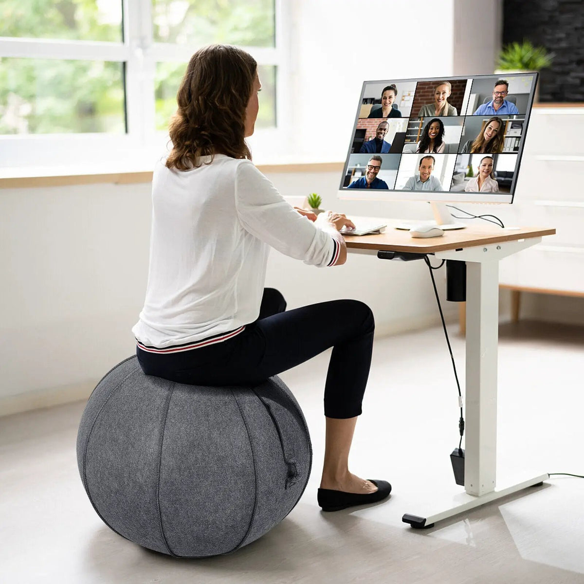 Yoga Sitting Ball with Felt Cover and Air Pump, photo 13 of 16