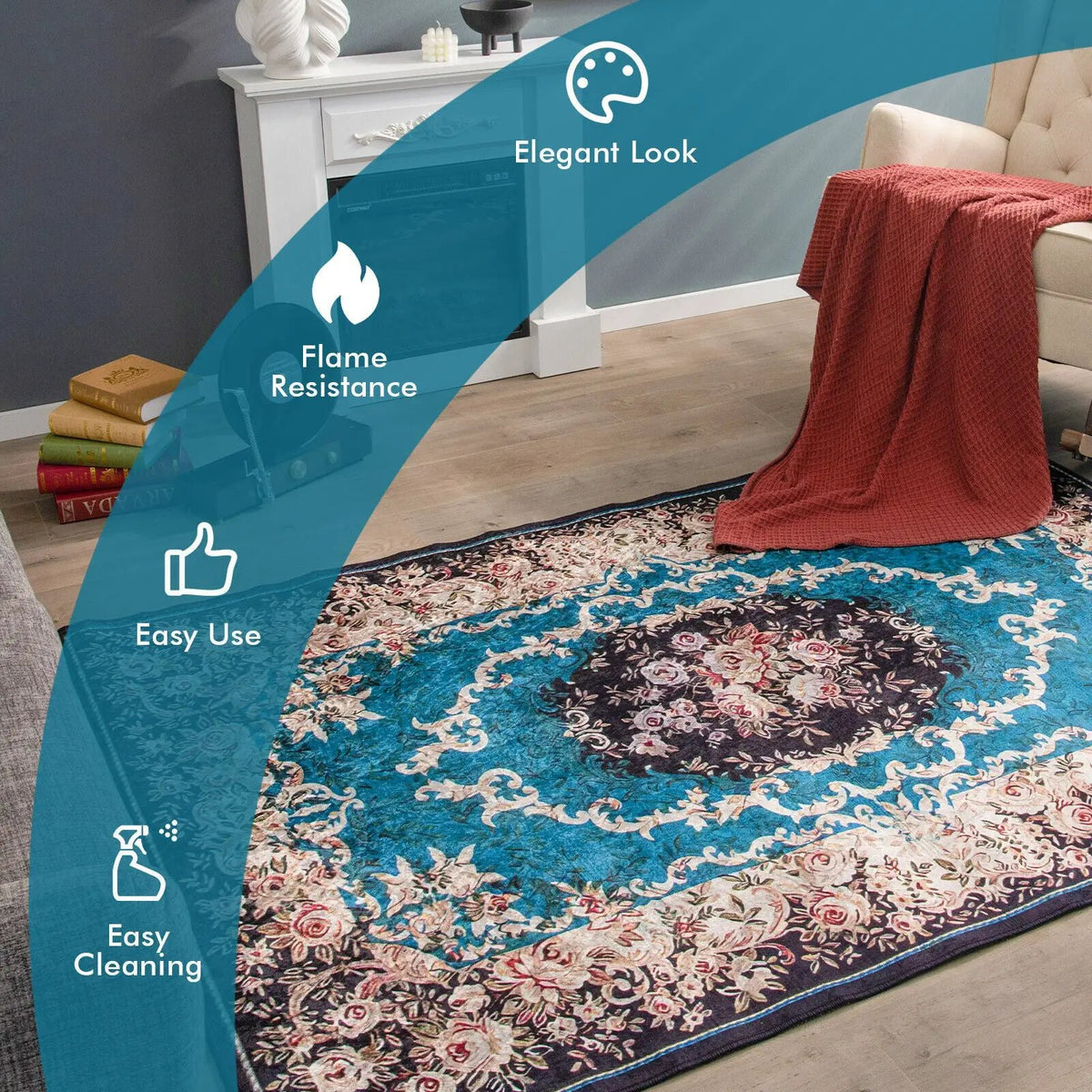 Area Rug with Non-Shedding Surface and Anti-slip Bottom, photo 3 of 9