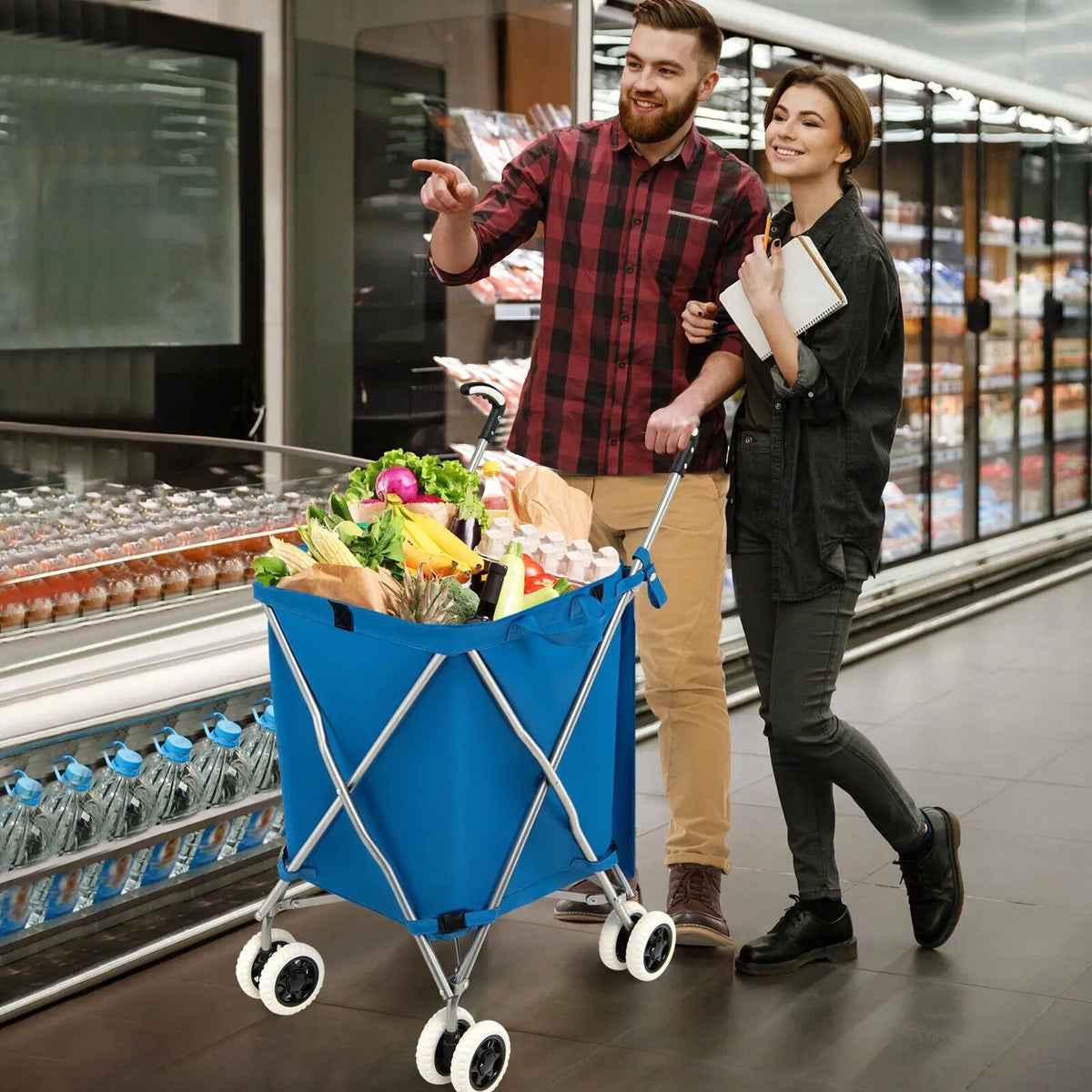 Folding Shopping Utility Cart with Water-Resistant Removable Canvas Bag, photo 2 of 12