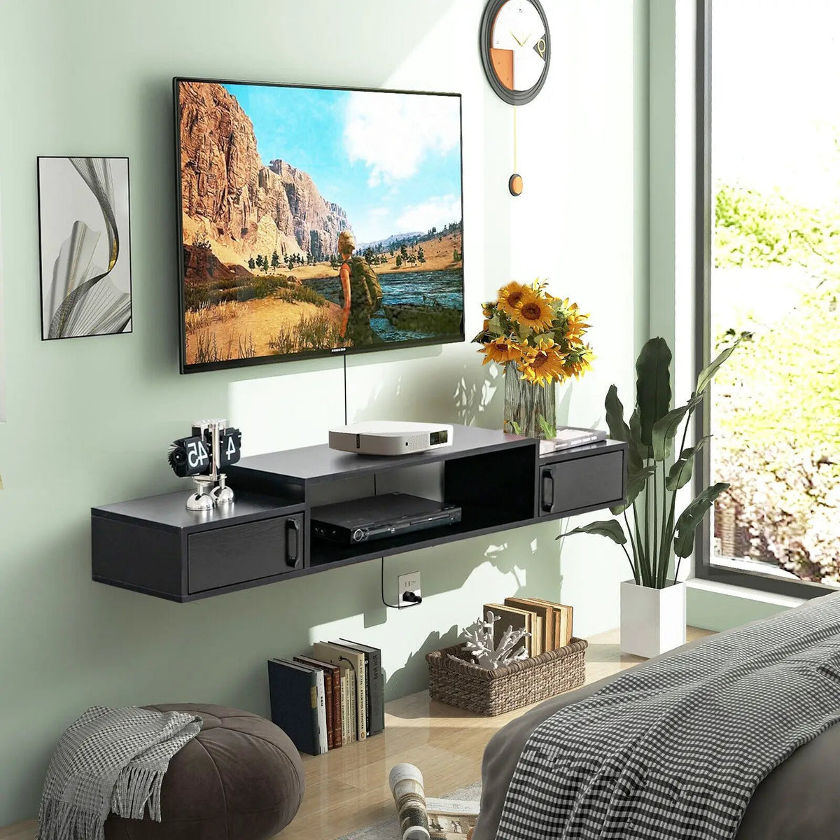 55 Inches Floating TV Stand with Power Outlet, photo 4 of 16