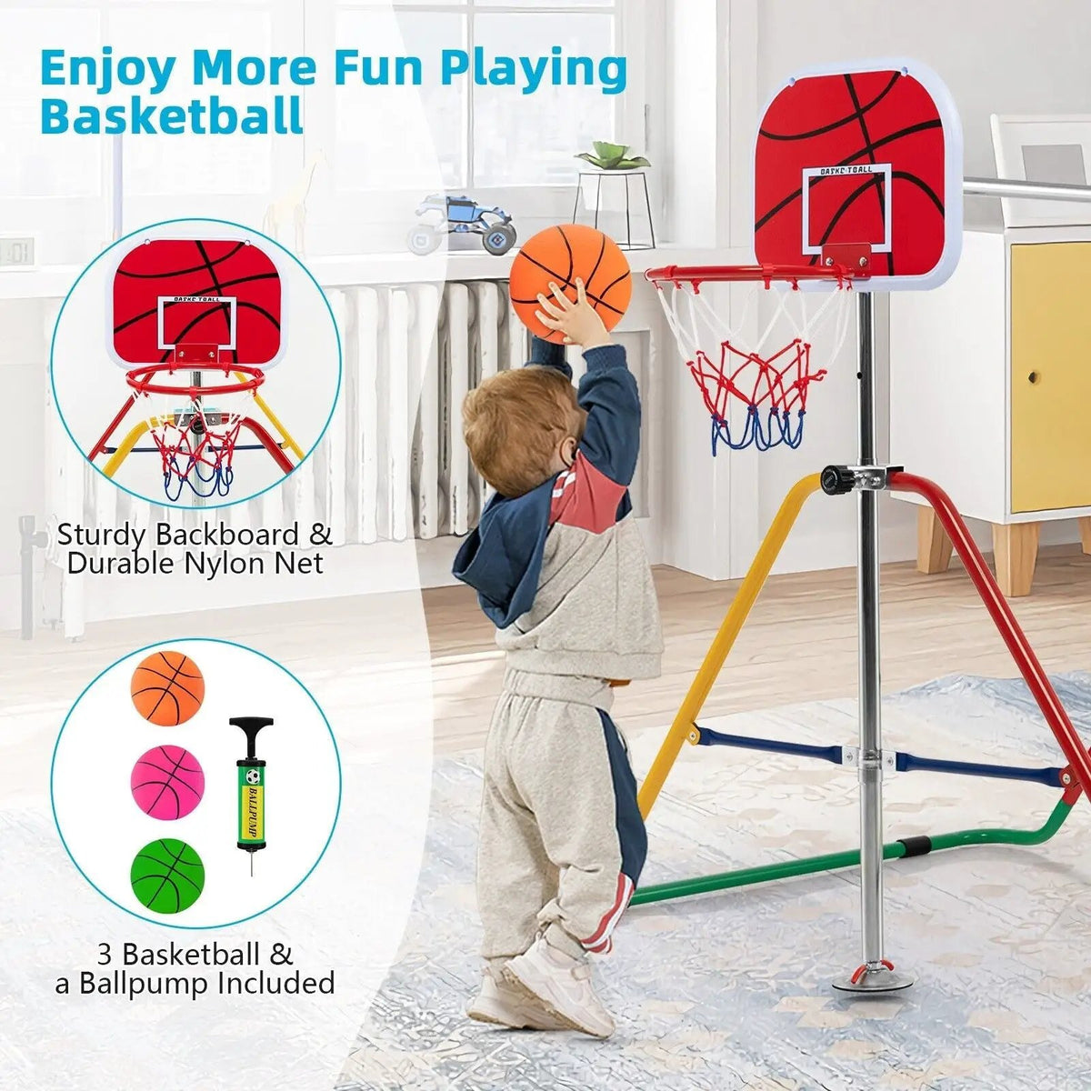 Kids Folding Horizontal Bar with 4 Adjustable Heights, photo 3 of 8