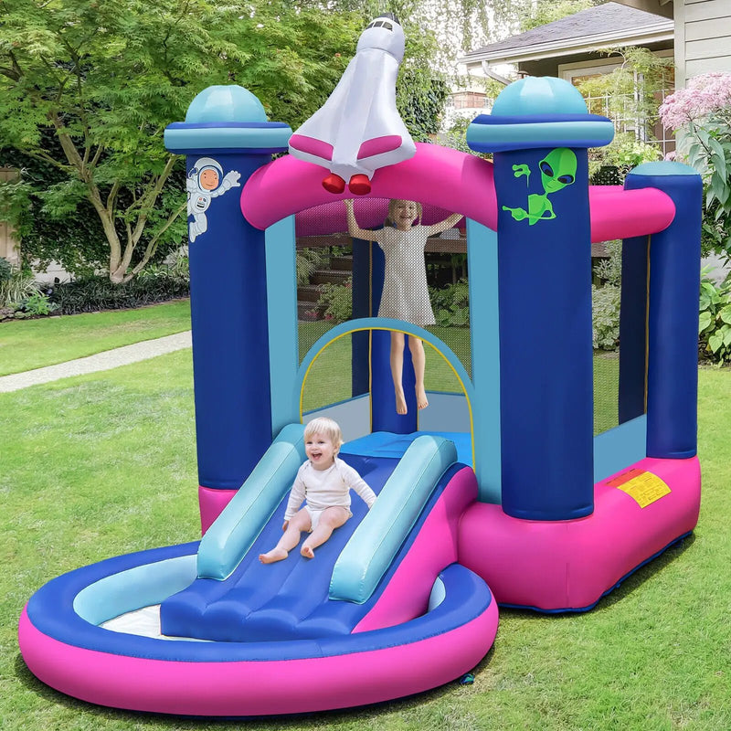 3-in-1 Inflatable Space-themed Bounce House with 480W Blower by DirectDeals