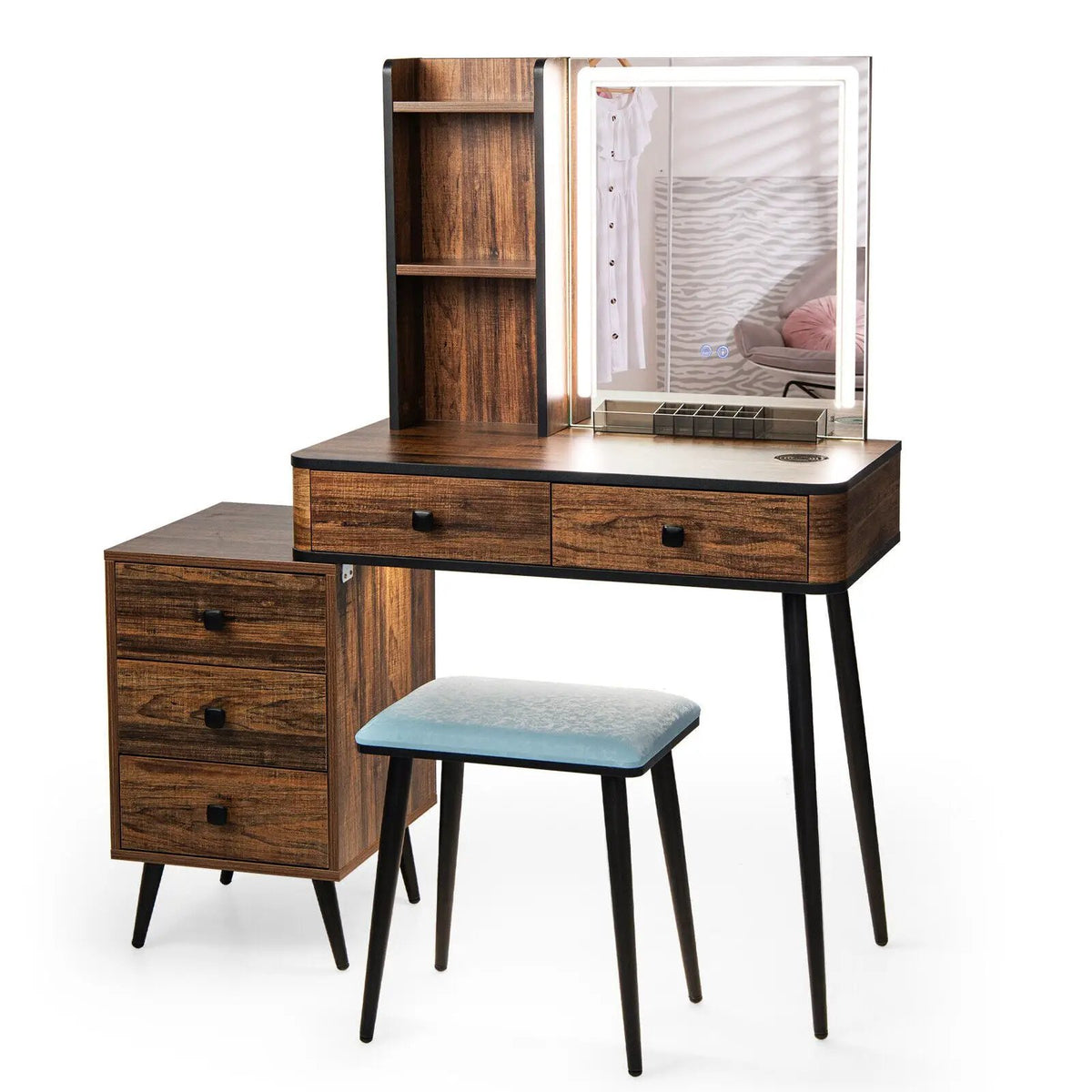 Vanity Makeup Table Set with Lighted Mirror, photo 7 of 9