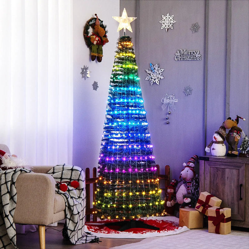 6.2 Feet Pop-up Lighted Christmas Tree with 282 RGB LED Lights-Green by DirectDeals