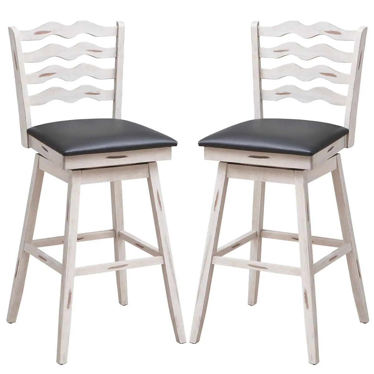 360° Swivel Bar Stools with Rubber Wood Frame and Ergonomic Backrest and Footrest, photo 9 of 9