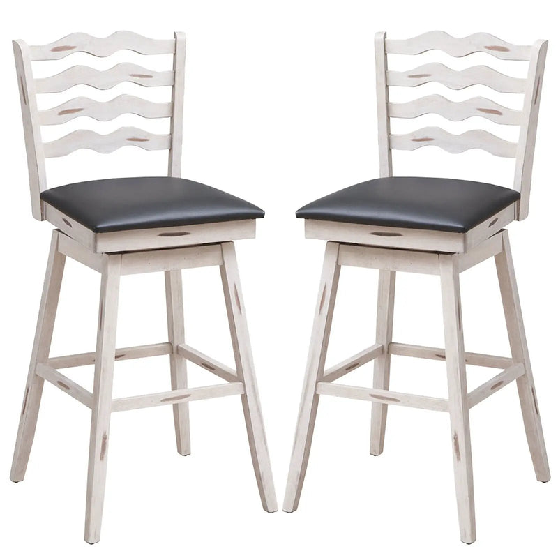 360° Swivel Bar Stools with Rubber Wood Frame and Ergonomic Backrest and Footrest by DirectDeals