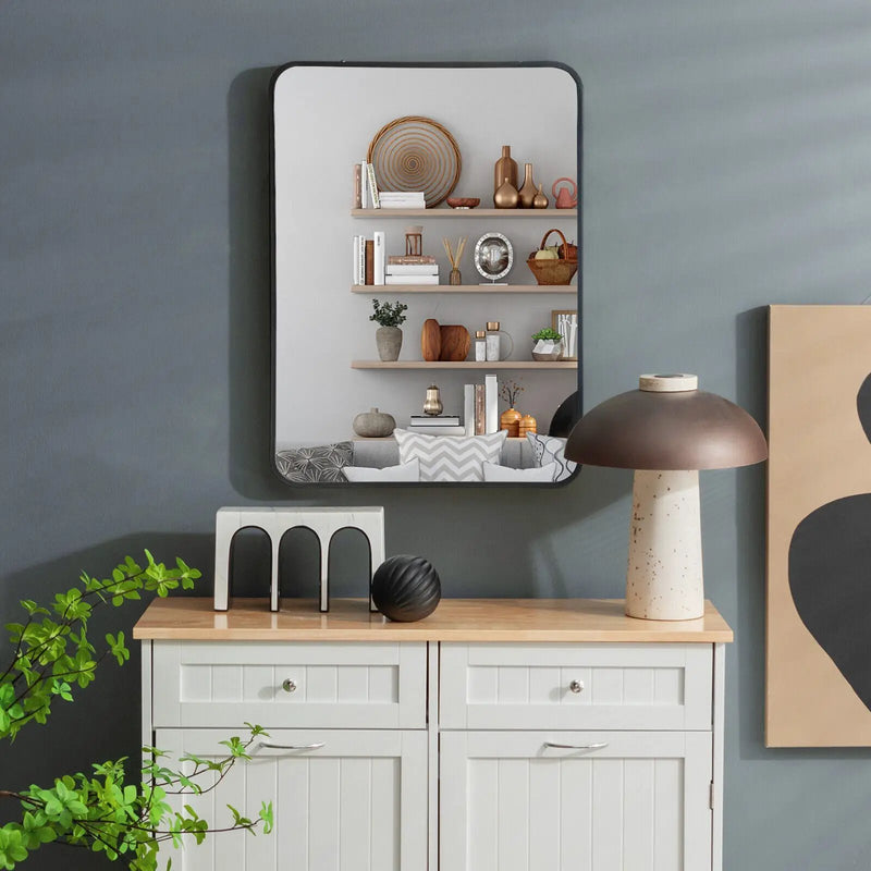 Metal Framed Bathroom Mirror with Rounded Corners by DirectDeals
