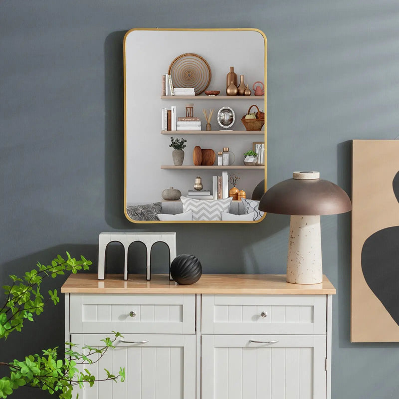 Metal Framed Bathroom Mirror with Rounded Corners by DirectDeals