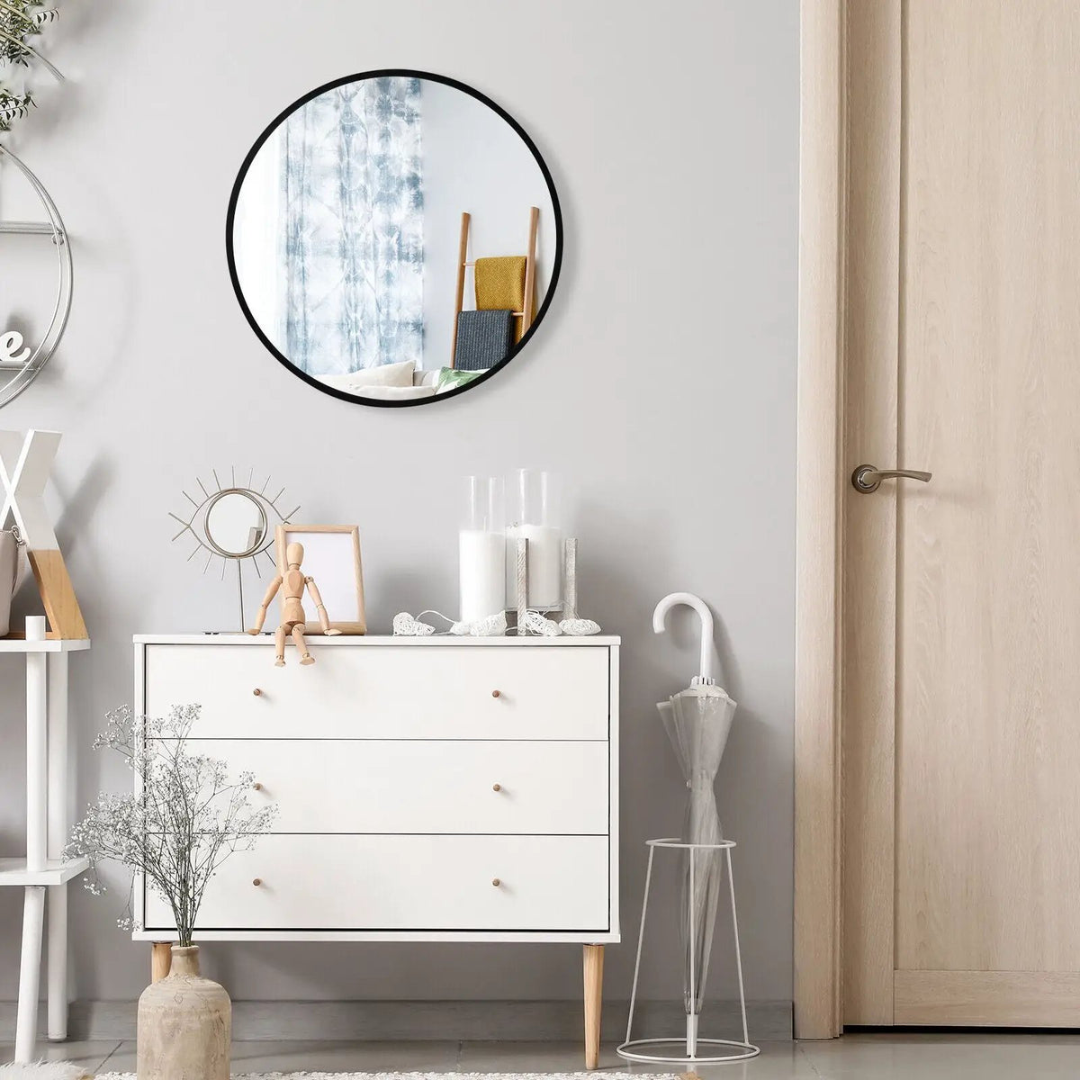 16-inch Round Wall Mirror with Aluminum Alloy Frame, photo 11 of 16