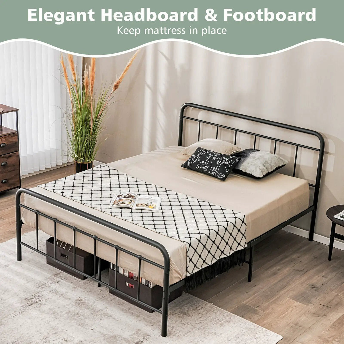 Heavy Duty Metal Platform Bed Frame with Headboard, photo 13 of 16