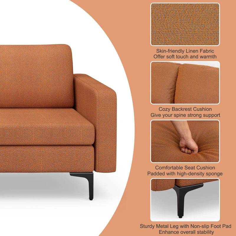 3-Seat Sectional Sofa Couch with Armrest Magazine Pocket and Metal Leg by DirectDeals