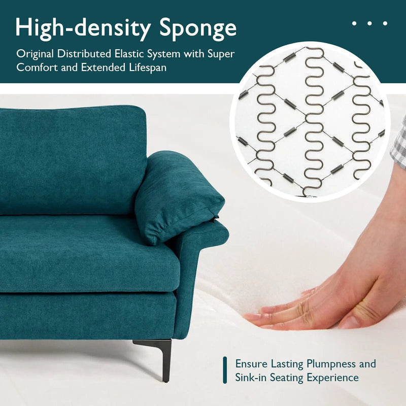 Modern Fabric Loveseat Sofa for with Metal Legs and Armrest Pillows by DirectDeals